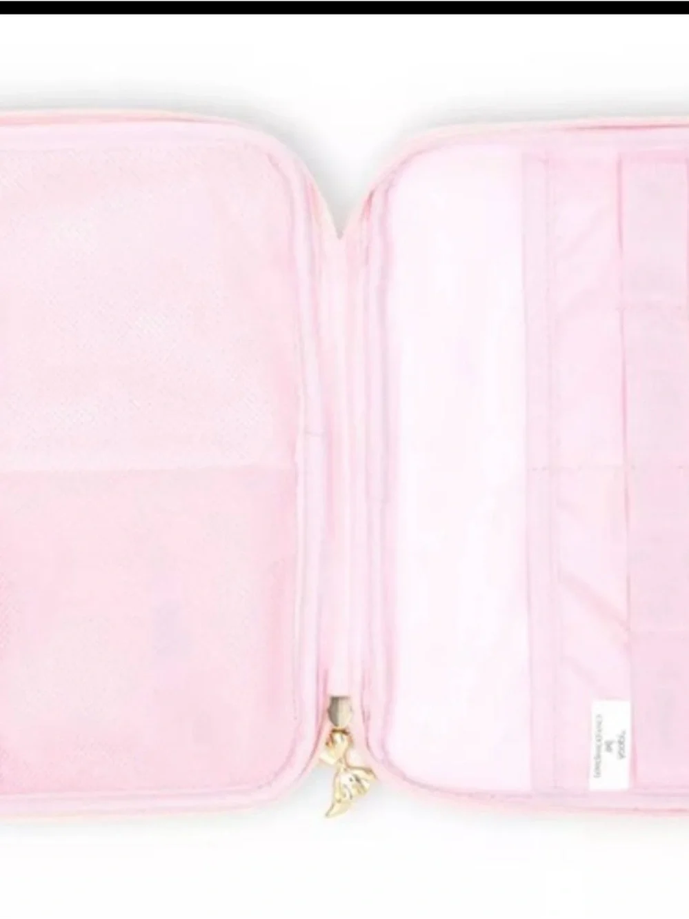 Love Shack Fancy Pink Floral Cosmetic/Tech Organizer Pouch with Gold Bow